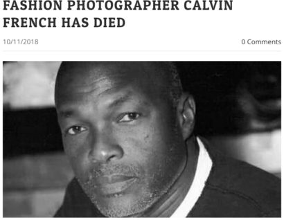 Black-and-white portrait of Calvin French, a fashion photographer, with a serious expression.