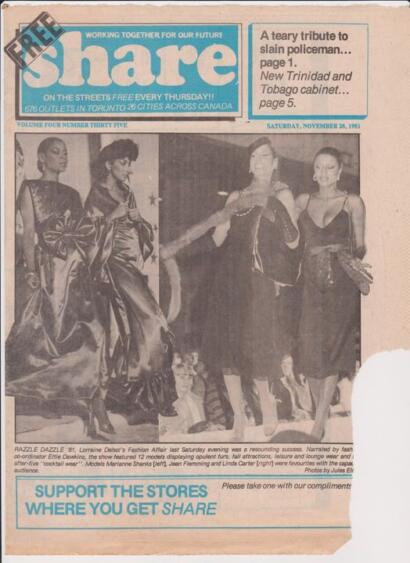 Vintage fashion event coverage from the 1981 Toronto fashion show featuring models on the runway.
