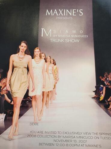 Runway models showcase Marisa Minucci's 2008 spring collection at Maxine's fashion event, November 2007.