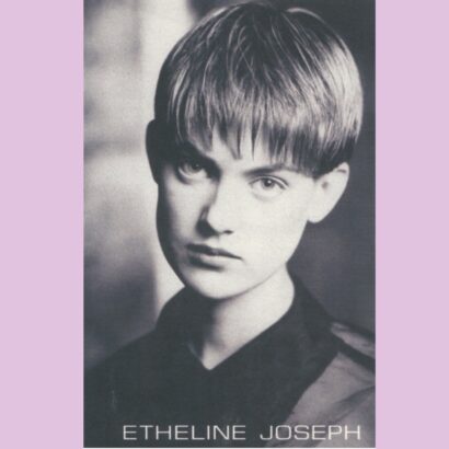 Black-and-white portrait of a woman with a textured bob hairstyle, labeled "Etheline Joseph" at the bottom.