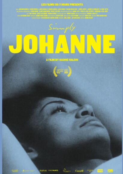 Blue-toned film poster featuring a close-up of a young girl's face, with bold yellow title "Simply JOHANNE".