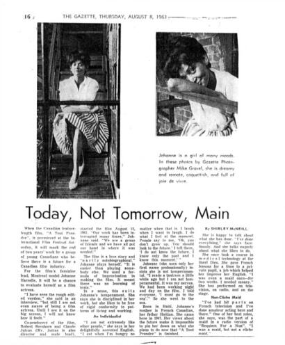 Black-and-white photo of a girl sitting on stairs and leaning on a windowsill, from a 1963 newspaper.