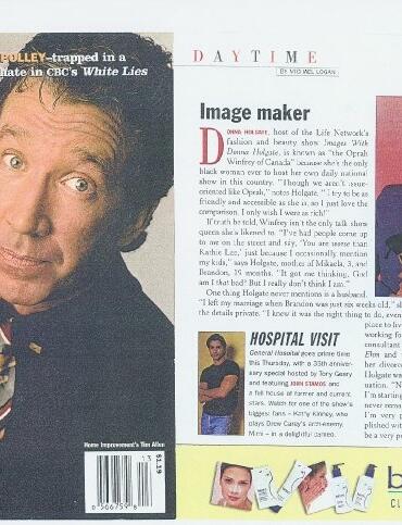 Samantha Polley featured on a magazine cover, styled in a striped tie and blazer, with a confident expression.