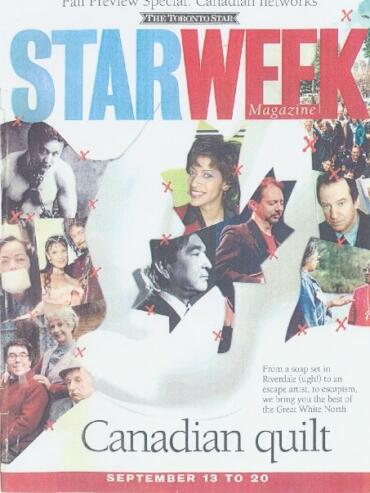 Cover of Starweek magazine featuring Canadian quilt design with photos of diverse individuals.