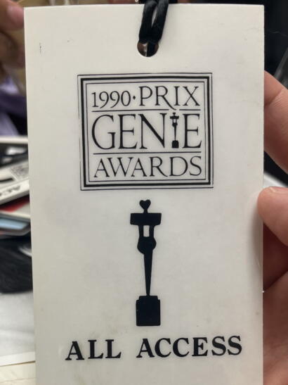 A beige access pass for the 1990 Prix Gené Awards, with event logo and "ALL ACCESS" text.