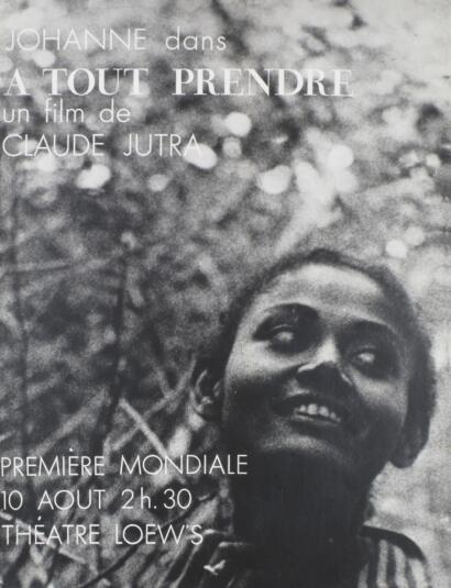 Black and white poster for a film by Claude Jutra, featuring a smiling young girl with natural background.